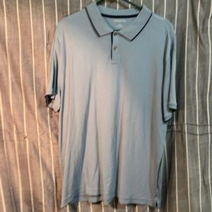 Claiborne polo shirt size large blue with navy blue trim